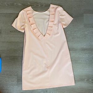 See You Soon plunge BACK ruffle orange/peach dress